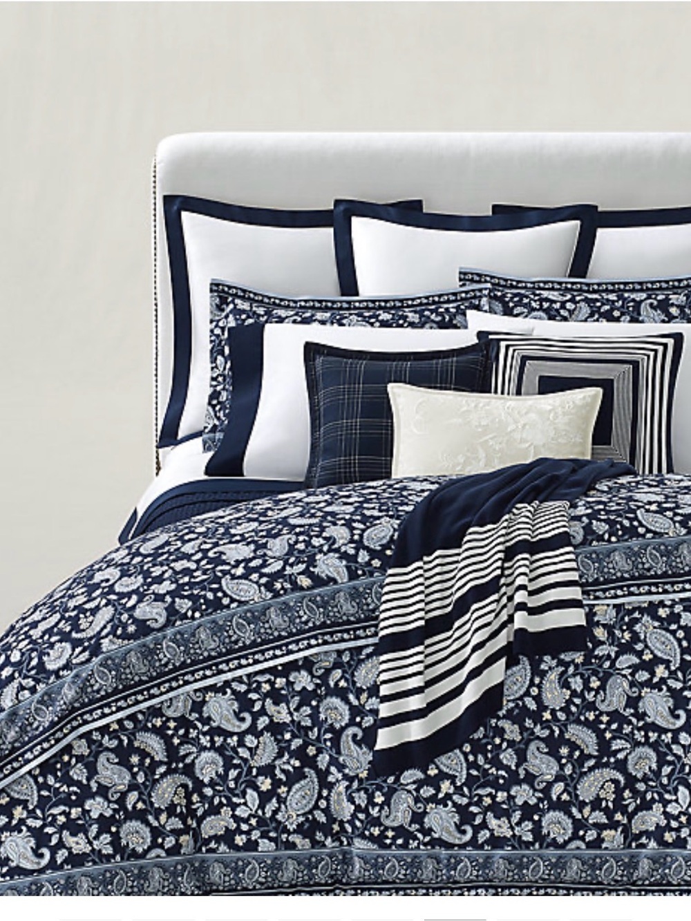 Ralph Lauren RL Organic Sateen Polo Navy and White European Pillow Sham One (1)